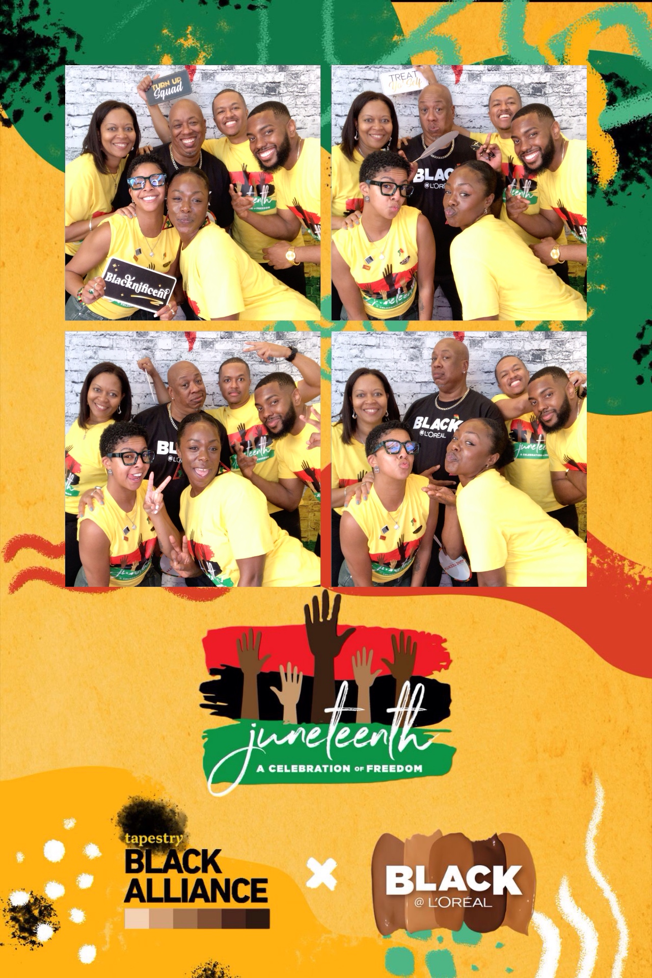 Black @ L'Oréal x Tapestry Black Alliance Juneteenth celebration photobooth, a cross-ERG partnership