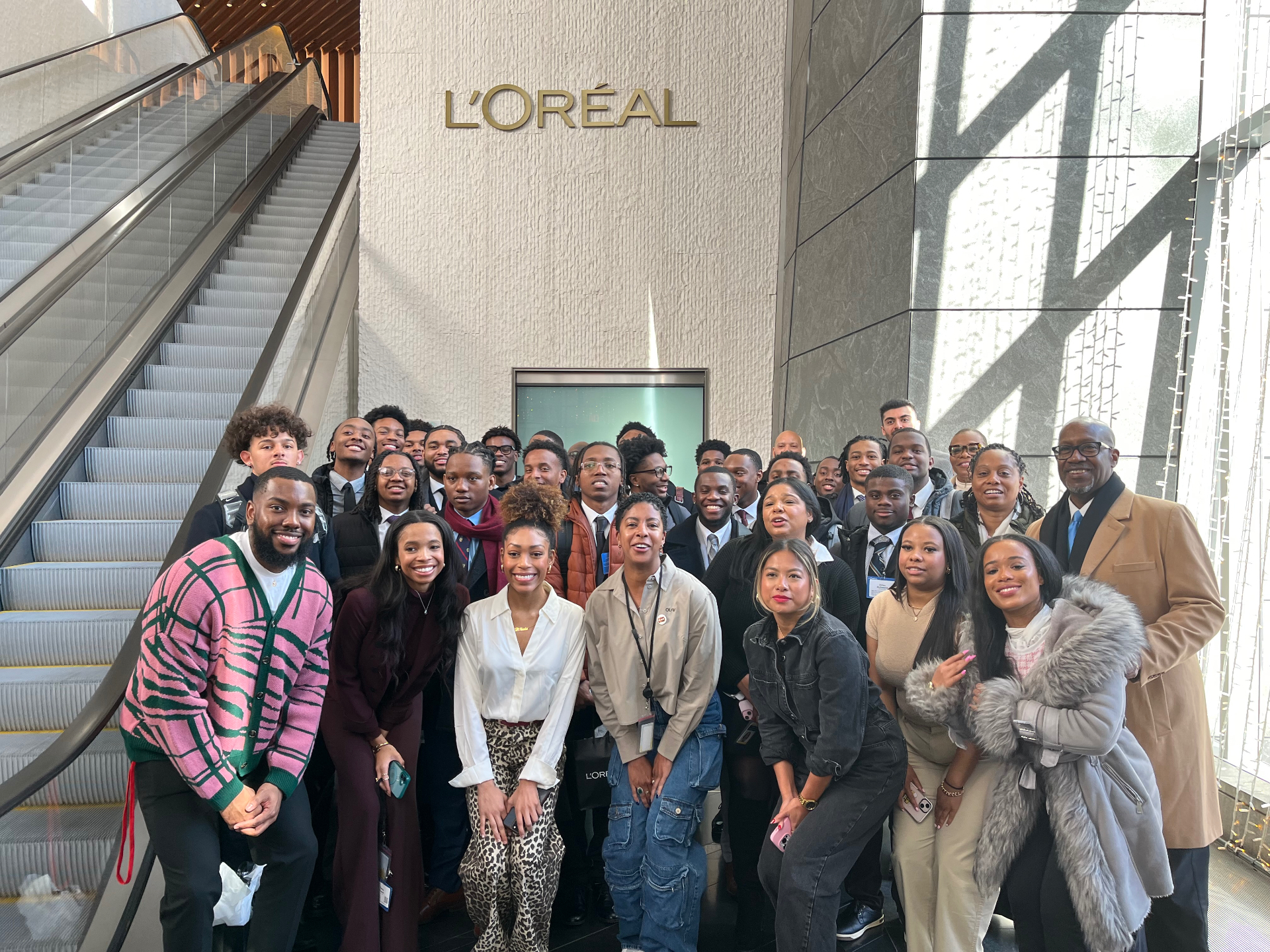 Black @ L'Oréal group gathered in the L'Oréal USA lobby